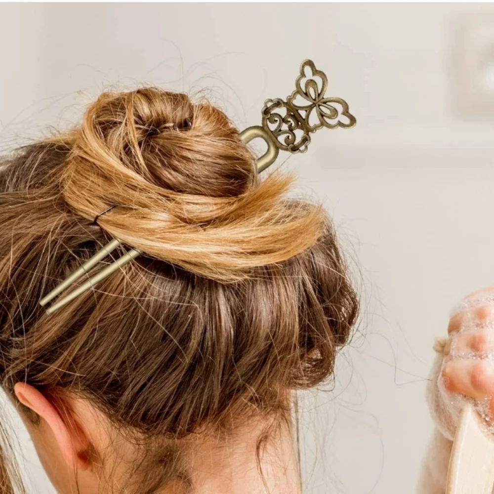 BRONZE hair accessory chopstick bun holder